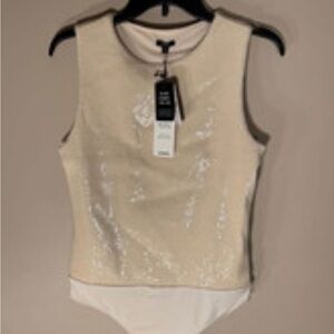 Express Cream Sequin Bodysuit